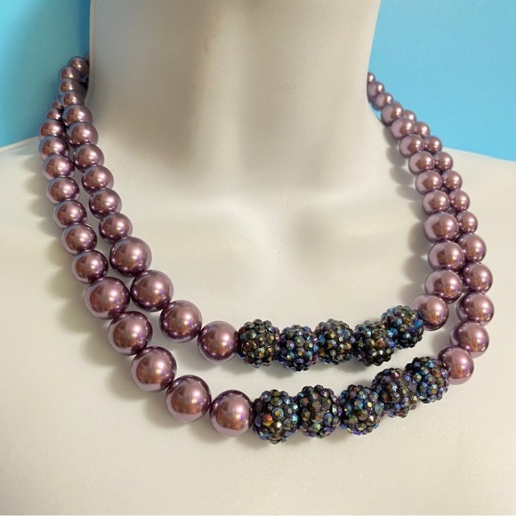 Lavender & Blue Acrylic Beads Necklace - Picture 4 of 7